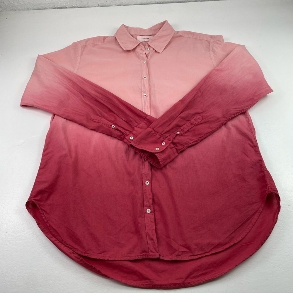 Xirena Women's Blouse Size Medium Ombre Long‎ Sleeve Pink Collared Top Casual